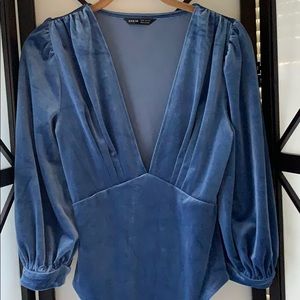 SHEIN blue velvet bodysuit size M